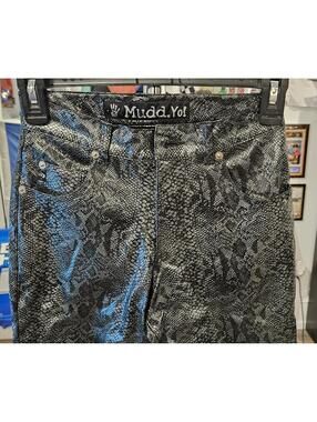 Mudd Yo! Snakeskin Flared Pants Size 0 Y2K Broken Button